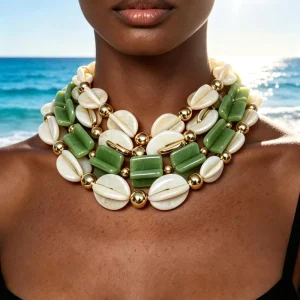 Fashion Jewelry Bohemian Colorful Beaded Geometric Bead Necklace Geometric Resin Bead Women’s Accessories Resin Necklaces