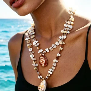 Fashion Jewelry Bohemian Colorful Beaded Geometric Necklace Geometric Resin Women’s Accessories Conch Pendant Necklaces