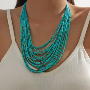 Fashion Jewelry Bohemian Fashion Sexy Beaded Sweater Chain Handmade Seed Beads Layered Necklaces