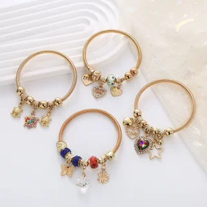 Fashion Jewelry Bracelets Bangles Gold plated Heart shaped Diamond Pendant Bracelets Women’s Exquisite Bracelets