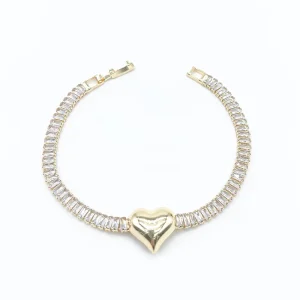 Fashion Jewelry Bracelets & Bangles Link Chain Crystal Zircon Chain Pearl Bracelets for Women Heart-shaped Bracelet