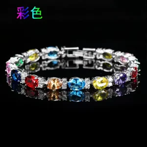 Fashion Jewelry Bracelets & Bangles Luxury AAA Colorful Zircon Bracelet Fashion Tennis Bracelet Wedding Engagement for Women