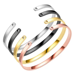 Fashion Jewelry Bracelets Bangles Open Cuff Bracelet Support Custom Logo 316 Stainless Steel C Shaped Heart Bracelet Plain Color