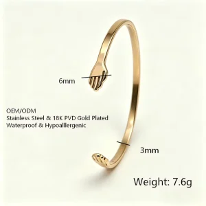 Fashion Jewelry Bracelets Bangles Stainless Steel PVD Gold Plated Waterproof Couple Stackable Hug Hand Cuff Bracelet for Women