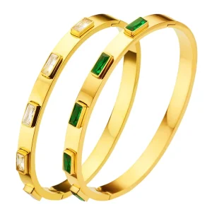 Fashion Jewelry Bracelets & Bangles Zircon 18k Gold Stainless Steel Bracelet Retro and Fashion All matching Diamond Jewelry