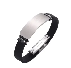 Fashion Jewelry Bracelets Factory Sale Fashion Embossed Black Sports Wristband Silicone Bracelet With Clasp