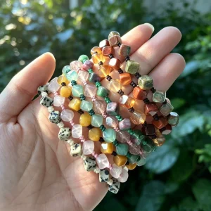 Fashion Jewelry Bracelets Gemstone Beaded Adjustable Bracelets 6mm Stone Beads Braided Bracelets
