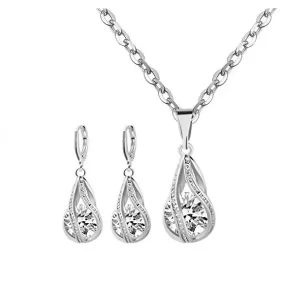 Fashion Jewelry Brass Necklace and Earrings Set