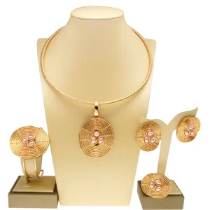 Fashion Jewelry Brazilian Gold Style Wedding Party African Women Bridal Jewelry Set