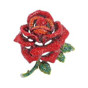 Fashion Jewelry Brooch Luxury Rose Rhinestone Brooch Pin Vintage Flower Shape Metal Brooch for Garment Accessories