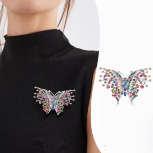 Fashion Jewelry Brooches Personality Crystal Rhinestone Feather Brooch Full Diamond Brooches Pins Clothing Accessories