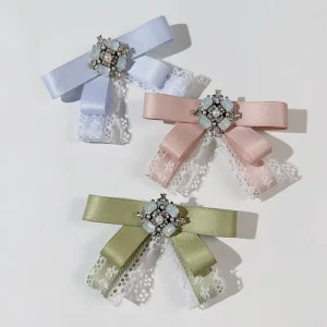 Fashion Jewelry Brooches Women Brand Designer Premium Handmade Candy Color Ribbon Lace Brooch
