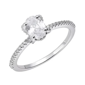 Fashion Jewelry Certified 1CT 18K Yellow Plated White Wedding Anniversary Engagement Oval Shaped Rings