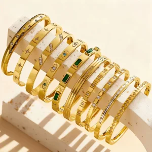 Fashion Jewelry Chain Link Bracelet Hypoallergenic Stainless Steel Women Bracelet Gold Plated Fashion Bangle