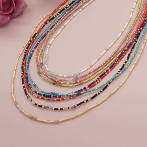 Fashion Jewelry Colorful Gold Beaded Charm Gemstone Necklace Natural Stone Beaded for Women