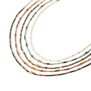 Fashion Jewelry Colorful Gold Beaded Charm Gemstone Stainless Steel Necklace Natural Stone Beaded for Women Jewelry Customized