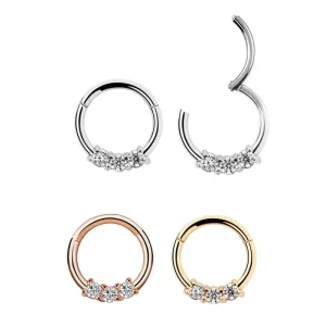 Fashion Jewelry Conch Daith Helix Rook Tragus Lobe Snug Body Piercing Jewelry Clear CZ 316L Surgical Steel Nose Rings Hoops