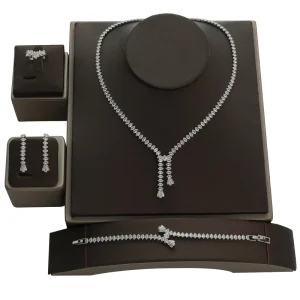Fashion Jewelry Copper Alloy Cubic Zircon Wedding Bridal Jewelry Set in Stock Luxury Accessories for Women BN8007