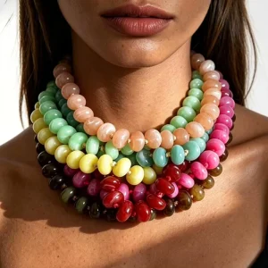 Fashion Jewelry Cross Border Colored Bead Necklace Resin Beaded Boho Women’s Beads Necklaces Accessories