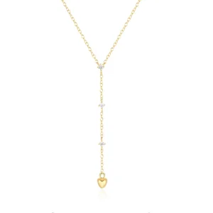 Fashion Jewelry Cross Chain Heart 925 Sterling Silver Zircon Necklace Gold Plated Pendant Necklace for Women