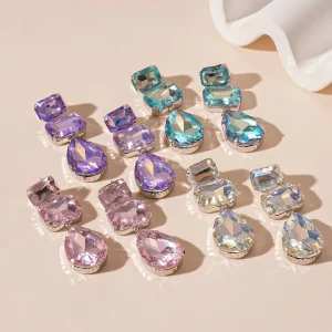 Fashion Jewelry Crystal Drop Earring Blue White Charm Pendant Glass Earring for Women Daily Party