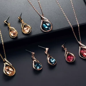 Fashion Jewelry Crystal Necklace Earrings Set Zirconia Wedding Jewelry Sets