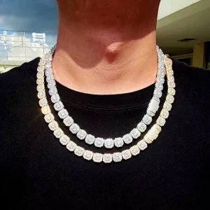 Fashion Jewelry Customization Hip Hop VVS Diamond 925 Silver Iced Cuban Link Moissanite Necklace