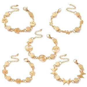 Fashion Jewelry Cute 18K Gold Plated Stainless Steel Surface Adhesive DIY Bracelets for Women Wedding Anniversary & Party Gift