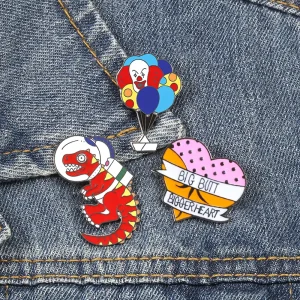 Fashion Jewelry Die Casting Oil Dropping Painted Clown Balloon Brooch Children’s Cartoon Space Dinosaur Badge Clothing Pin