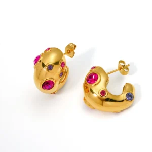 Fashion Jewelry Earrings 18K Gold Stainless Steel Zircon Costume Christmas Luxury Designer Fine Women Earring Display