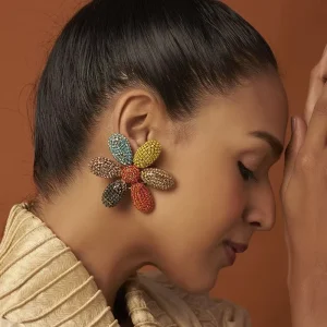 Fashion Jewelry Earrings Gold Plated Colorful Cubic Zirconia Color Block Stud Earrings New Style for Women