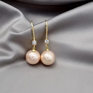 Fashion Jewelry Earrings New Design Dainty Dazzling Zircon Imitation Pearl Pendant Earrings for Women Bridal Engagement Jewelry