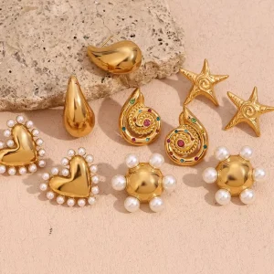 Fashion Jewelry Earrings Stainless Steel 18K Gold Plated Water Drop Earrings