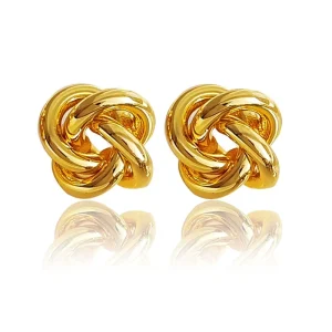 Fashion Jewelry Earrings Women Personality 18 K Gold Plated Love Knot Wire Flower Stud Earrings Costume Earrings