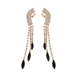 Fashion Jewelry Earrings in Europe and America Diamond-studded Tassel Black Earrings E093