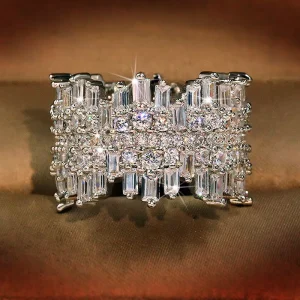 Fashion Jewelry Elegant Vintage KYRA01079 CZ Rings Platinum Plated Shine 3A Zircon Ring for Women