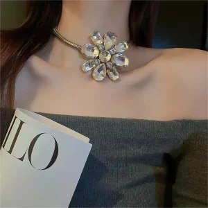 Fashion Jewelry Exaggerated Full Diamond Necklace Crystal Rhinestone Earring Set Women Jewelry