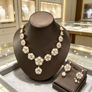 Fashion Jewelry Exquisite Pearl Necklace and Earrings Set Two Pieces bride retro high enddesign versatilenecklace bridejewelry