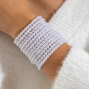 Fashion Jewelry Fashion Love Multi-layer Pearl Bracelet Set White Small Pearl Handmade Beaded Bracelet