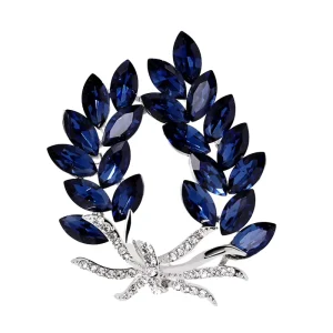 Fashion Jewelry Flower Brooch Leaf Brooch Retro Women Alloy Crystal Brooches