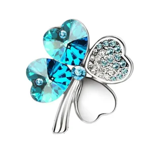 Fashion Jewelry Four leaf Clover Rhinestone Brooches for Women