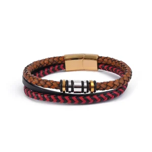 Fashion Jewelry Genuine Leather Minimalist Bracelet Stainless Steel Biker Bracelet Men Bracelet Jewelry