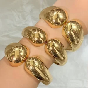 Fashion Jewelry Geometric Open Hip hop Exaggerated Wide Face Bracelet Luxury Glossy Retro Bracelet Bangles