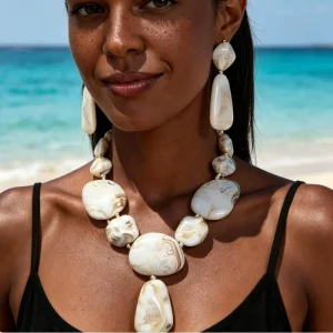 Fashion Jewelry Geometric halo Dyeing Irregular Quadrilateral Bead Necklace Earrings Women’s Resin Jewelry Set Necklaces