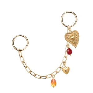 Fashion Jewelry Gold Chain Keychain Accessories With Replaceable Heart Bead Pendant Charms Bag Charm for Women