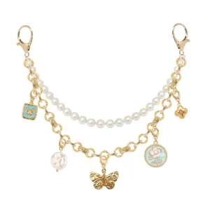 Fashion Jewelry Gold Chain Pearl Keychain Accessories With Replaceable Butterfly Flower Bead Charms Bag Charm for Women