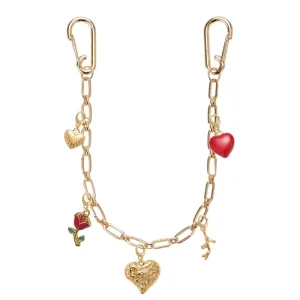 Fashion Jewelry Gold Chain Replaceable Charms Red Heart Rose Shell Pendant Keychain Bag Charm for Women