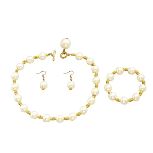 Fashion Jewelry Gold Plated Designer Jewelry Luxury Pearl Jewelry Necklace and Earring Set for Lover