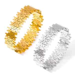 Fashion Jewelry Gold plated Bangle Waterproof Non Tarnish Hollow Chunky Women’s Bracelet Bangle Jewelry Gifts