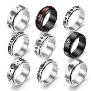 Fashion Jewelry Handmade Men’s Classic Cluster Stainless Steel Gold 316L Rings